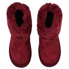 Girls Burgundy Faux Fur Boots, 1, hi-res