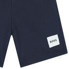 Boys Navy Blue Logo Shorts, 6, hi-res