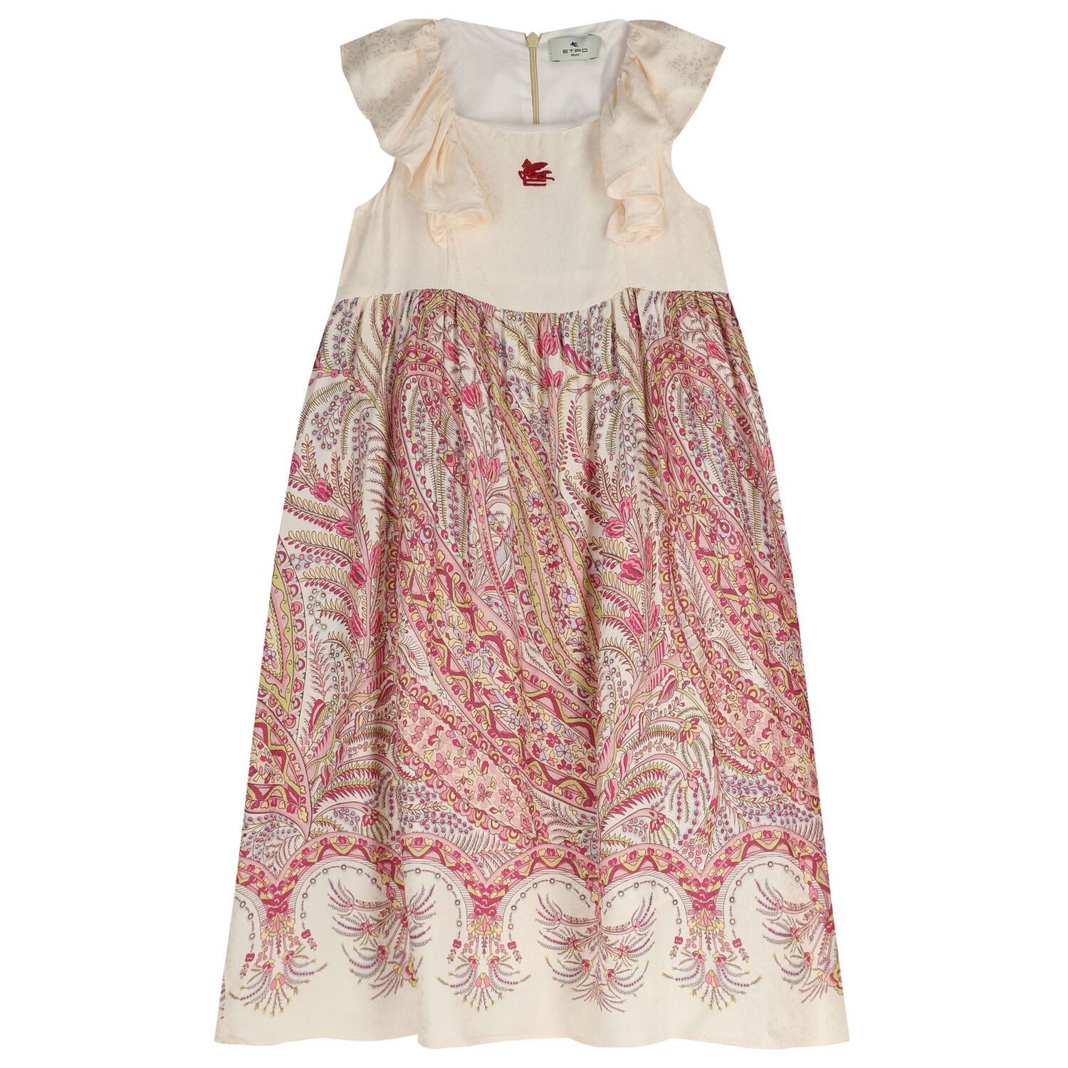Girls Ivory & Pink Floral Paisley Dress , 2, hi-res
