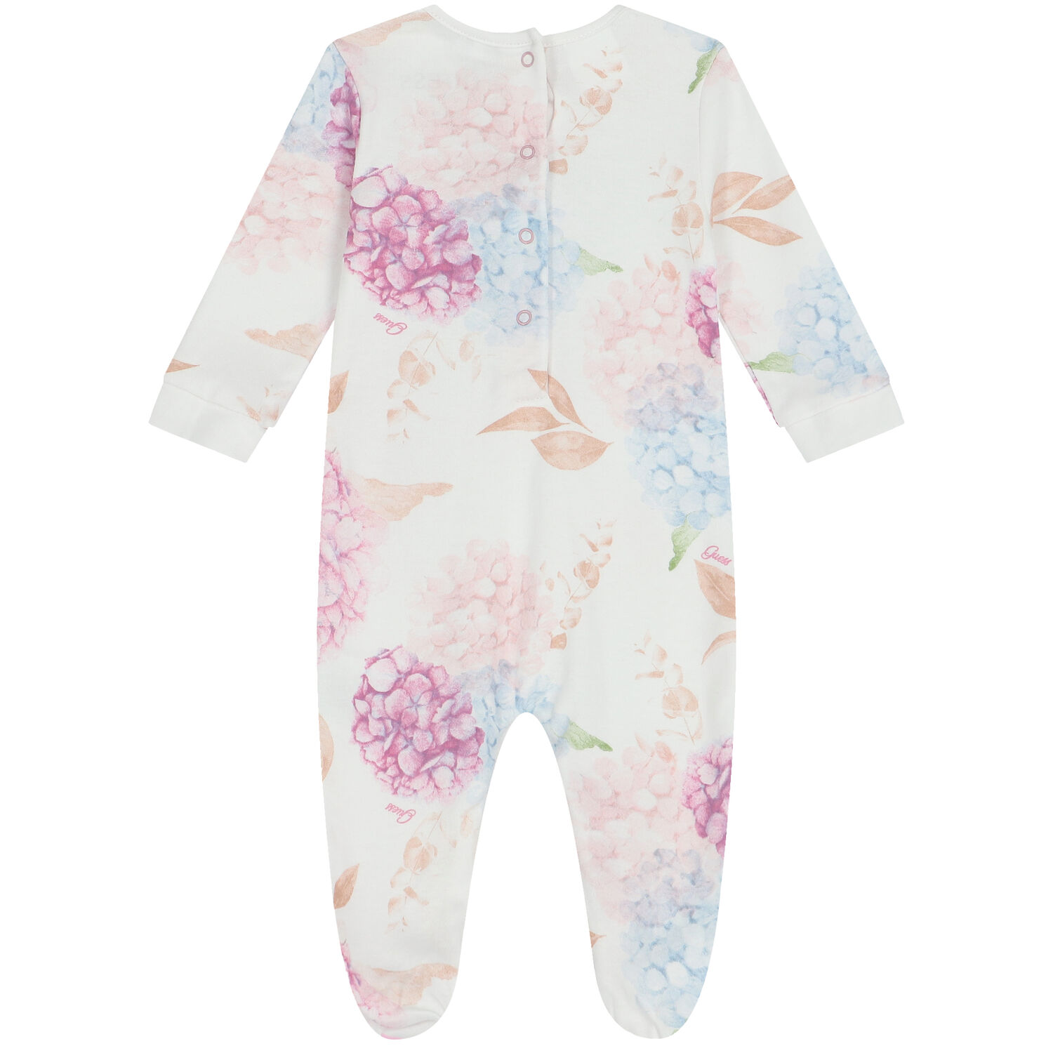 Baby Girls White Floral Logo Babygrow, 3, hi-res