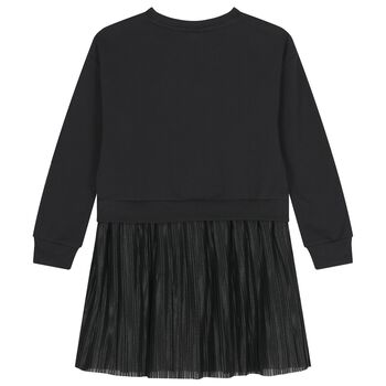 Girls Black Bag Pleated Dress