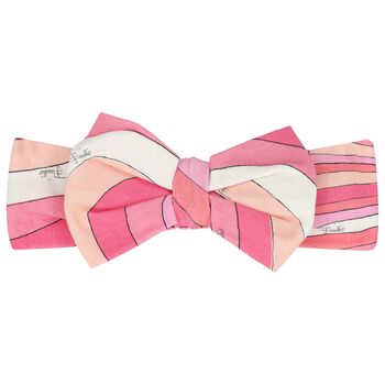 Baby Girls Pink Iride Print Bow Headband