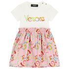 Girls White & Pink Floral Dress, 1, hi-res