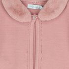 Girls Pink Faux Fur Collar Cardigan, 1, hi-res
