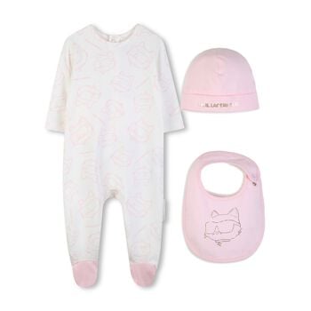 Baby Girls Pink & White Choupette Babygrow Gift Set