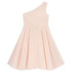 Girls Pink One Shoulder Dress, 2, hi-res