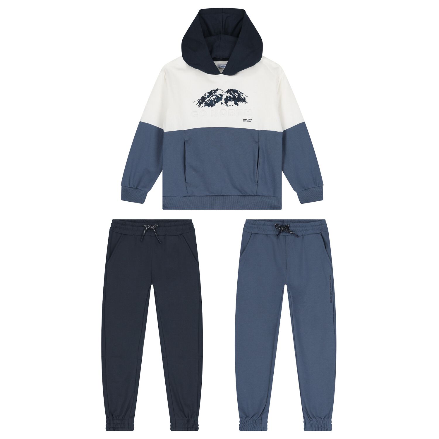 Boys Ivory & Blue Tracksuit Set ( 3 Piece ), 1, hi-res