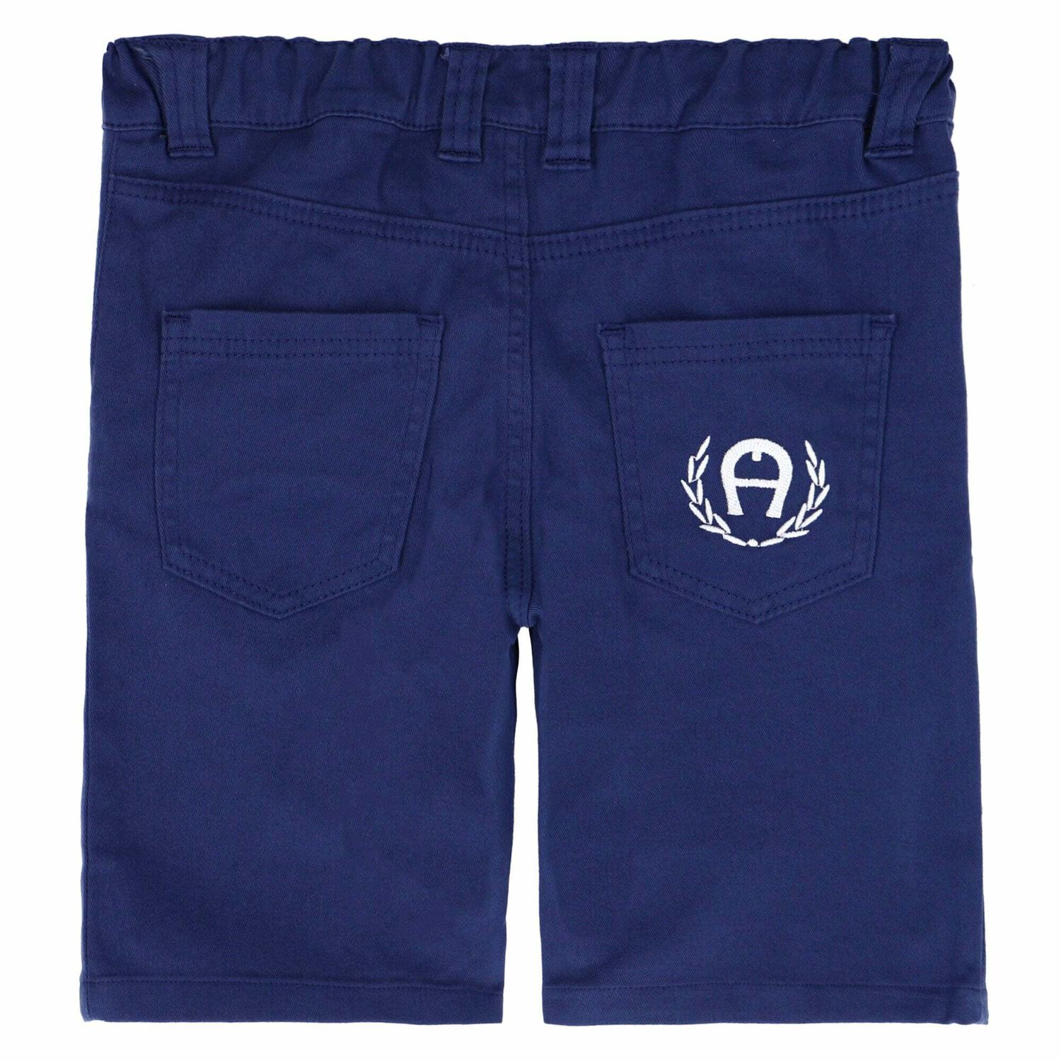 Boys Blue Logo Cotton Bermuda Shorts, 1, hi-res