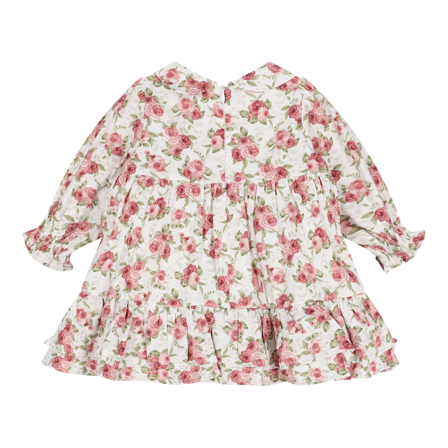 Baby Girls Ivory & Pink Floral Dress, 1, hi-res