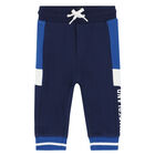 Younger Boys Navy Logo Joggers, 1, hi-res