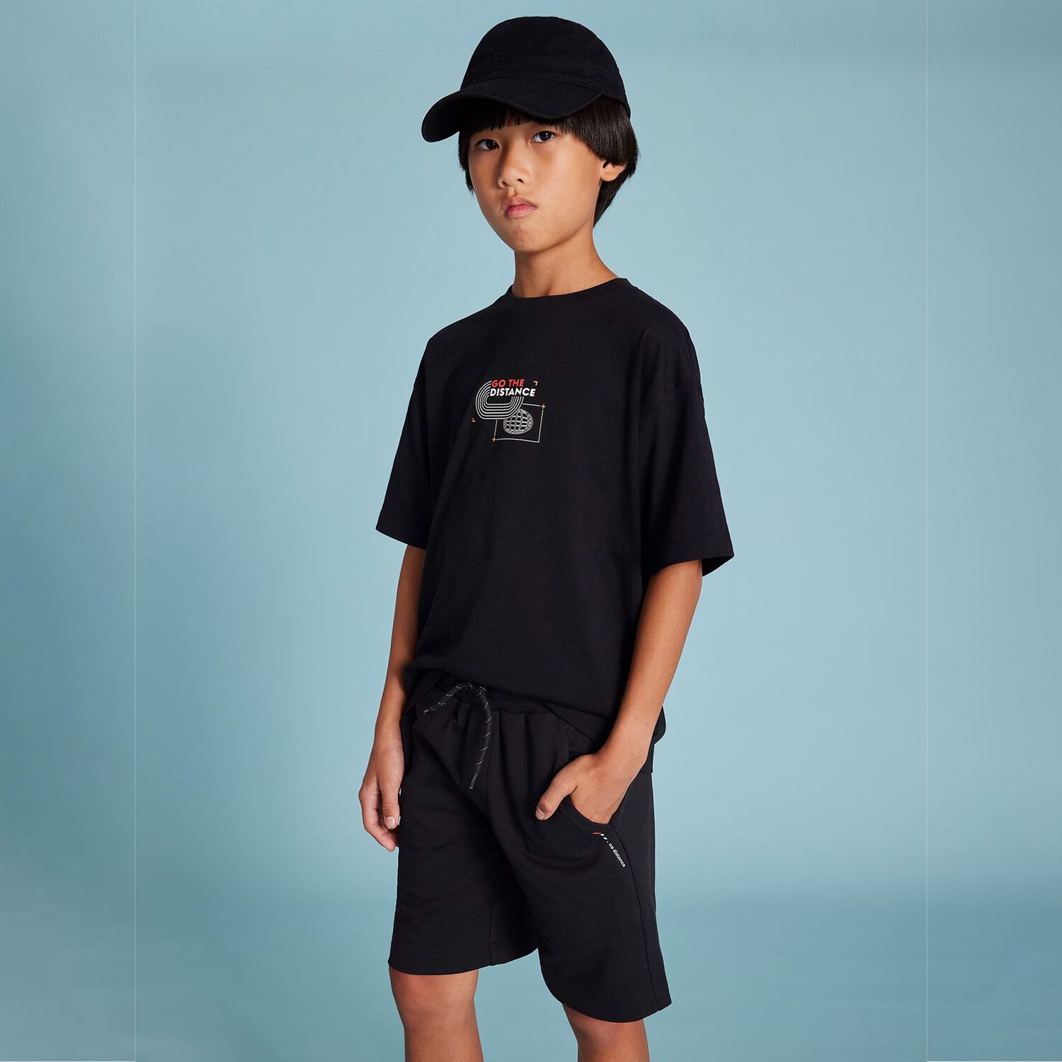Boys Black Shorts Set, 1, hi-res