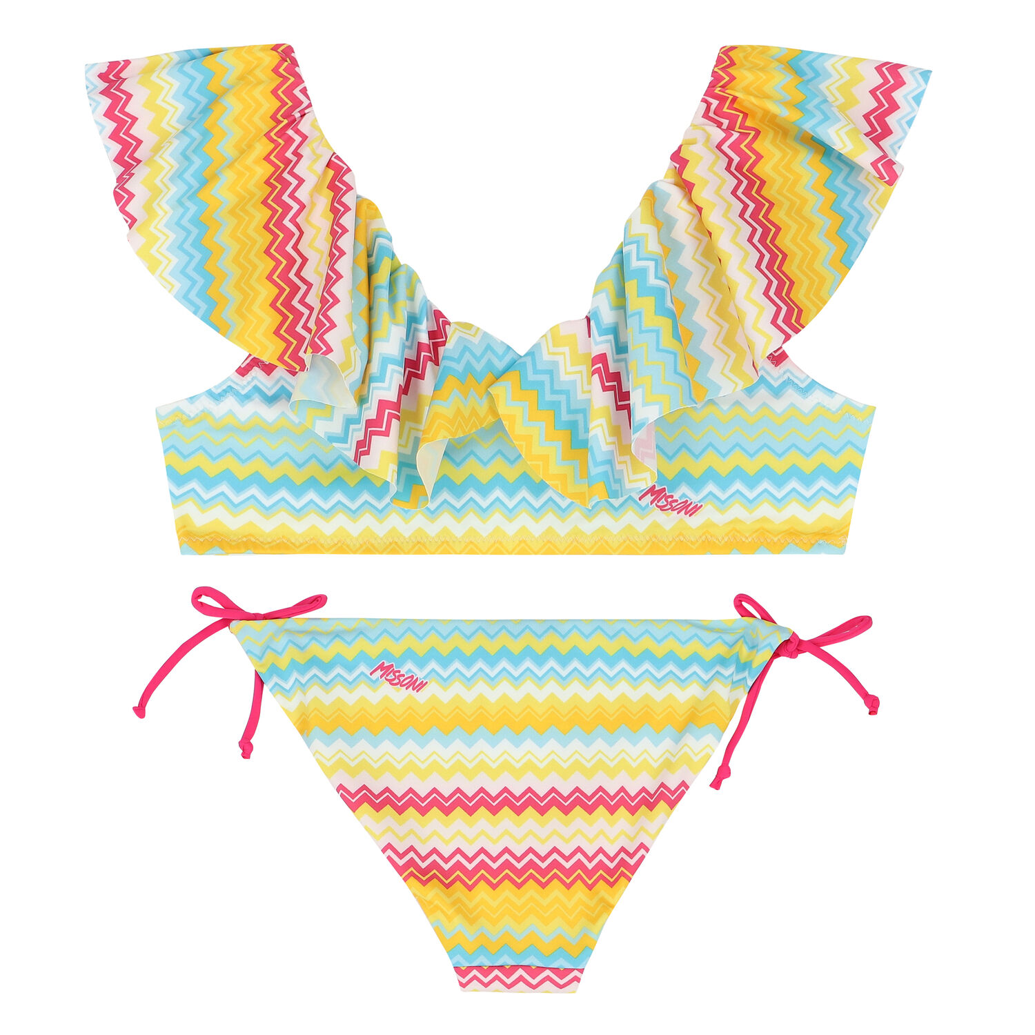Girls Multi-Coloured Zigzag Bikini, 1, hi-res