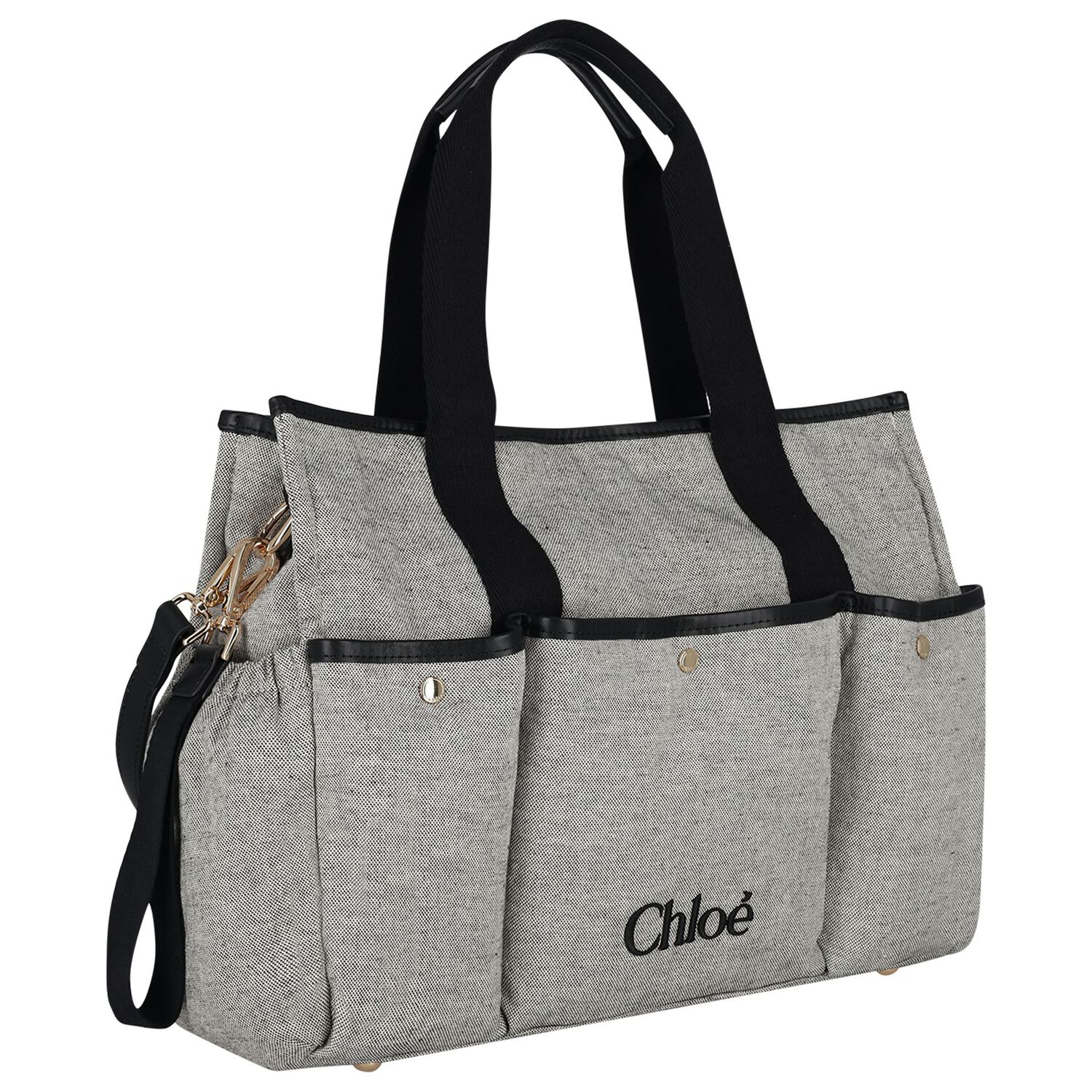 Grey Logo Canvas Baby Changing Bag ( 33cm ), 1, hi-res