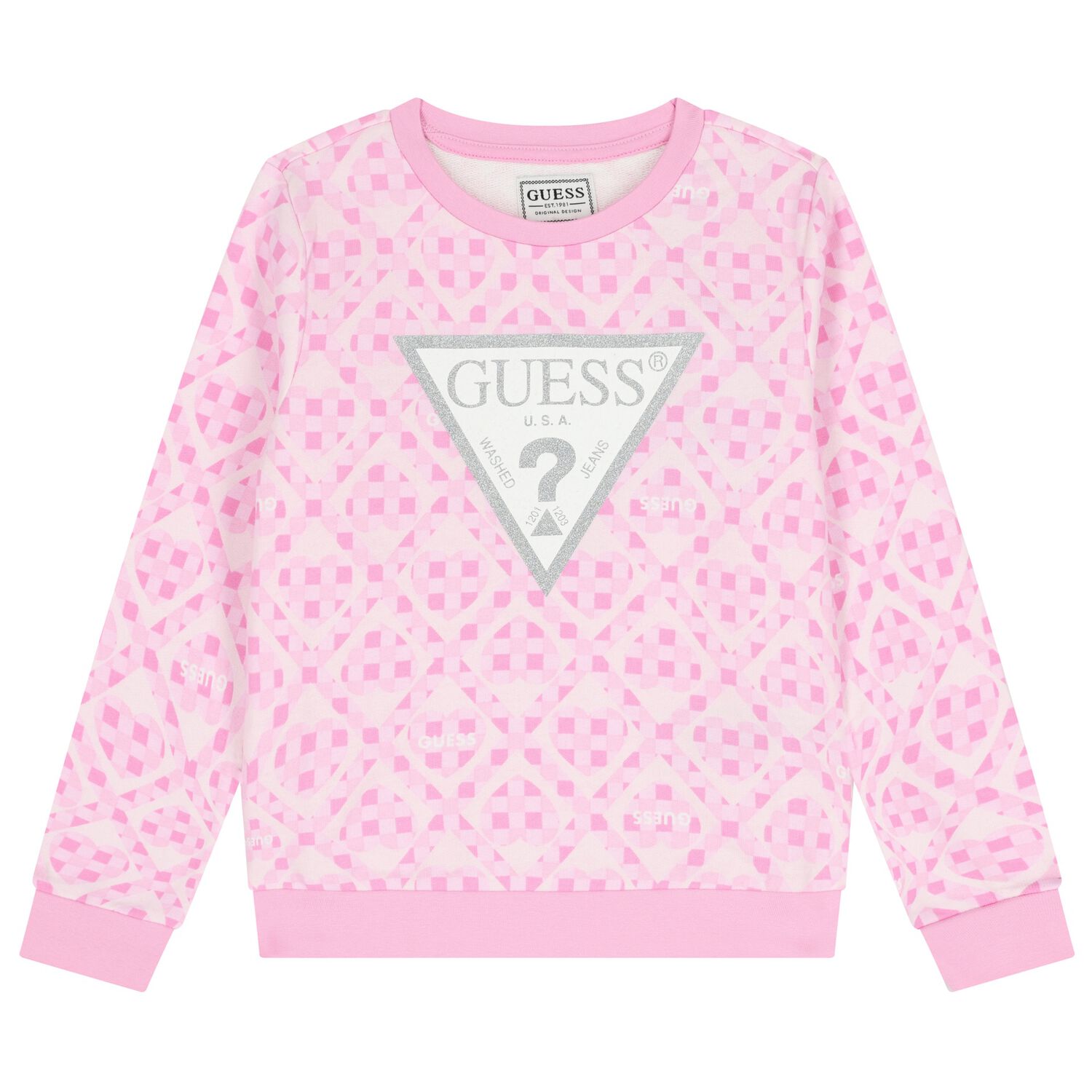 Girls Pink Logo Sweatshirt, 1, hi-res