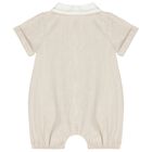 Baby Boys Beige Striped Romper, 1, hi-res