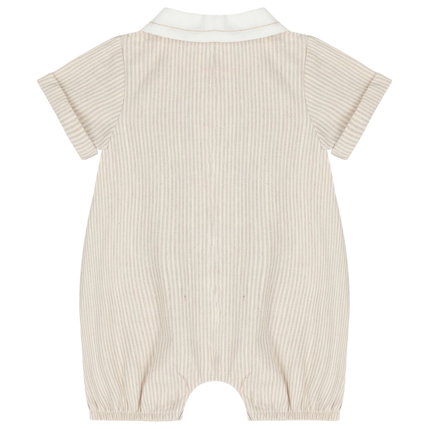 Baby Boys Beige Striped Romper, 1, hi-res