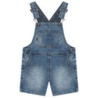 Younger Boys Blue Denim Dungaree, 1, hi-res