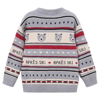 Boys Grey Polar Bear Jacquard Knitted Jumper