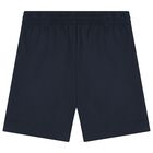 Boys Navy Blue Logo Shorts, 3, hi-res
