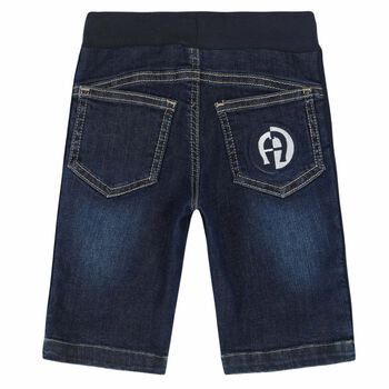 Younger Boys Blue Denim Logo Shorts