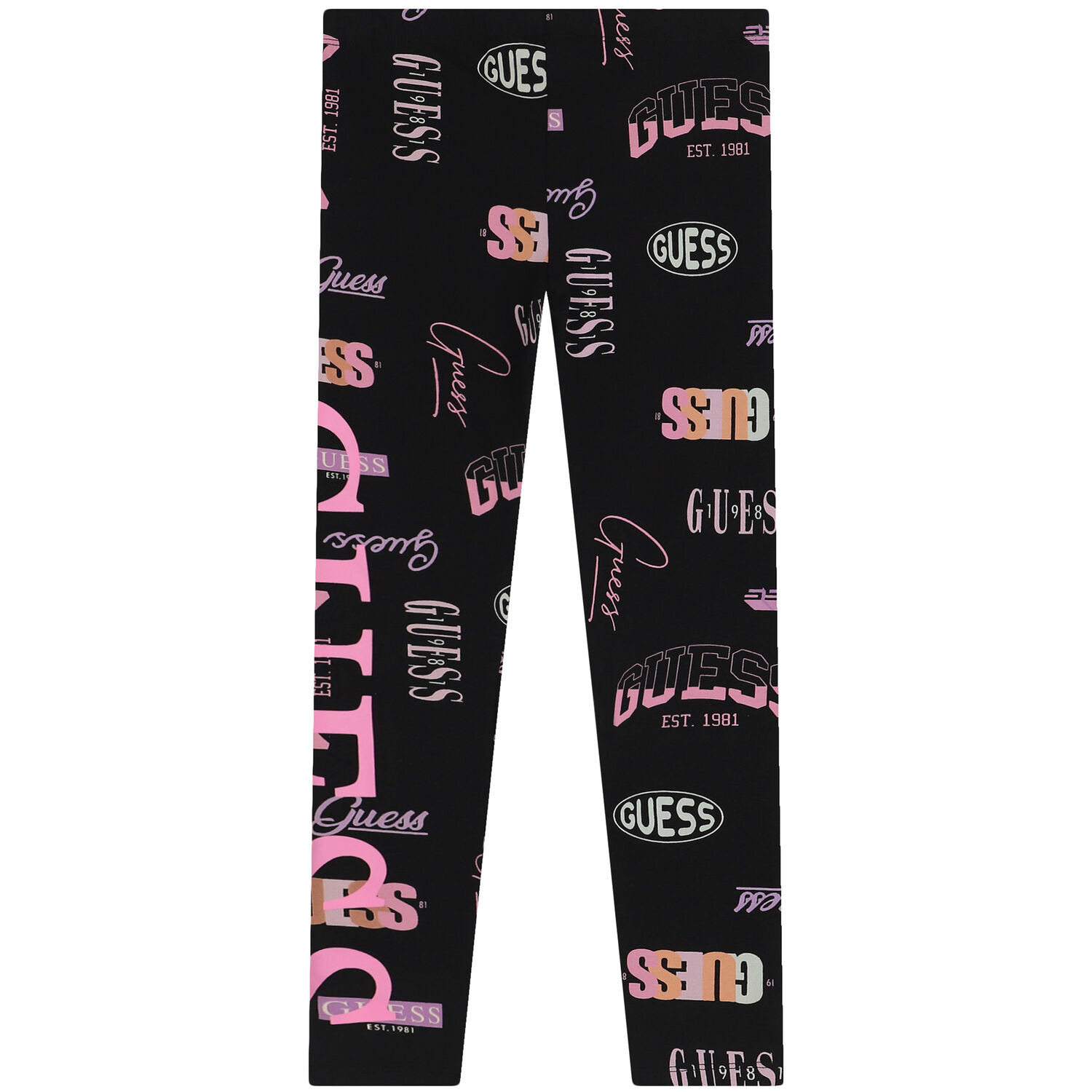 Girls White & Black Logo Leggings, 5, hi-res