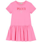 Girls Pink Logo Dress, 1, hi-res