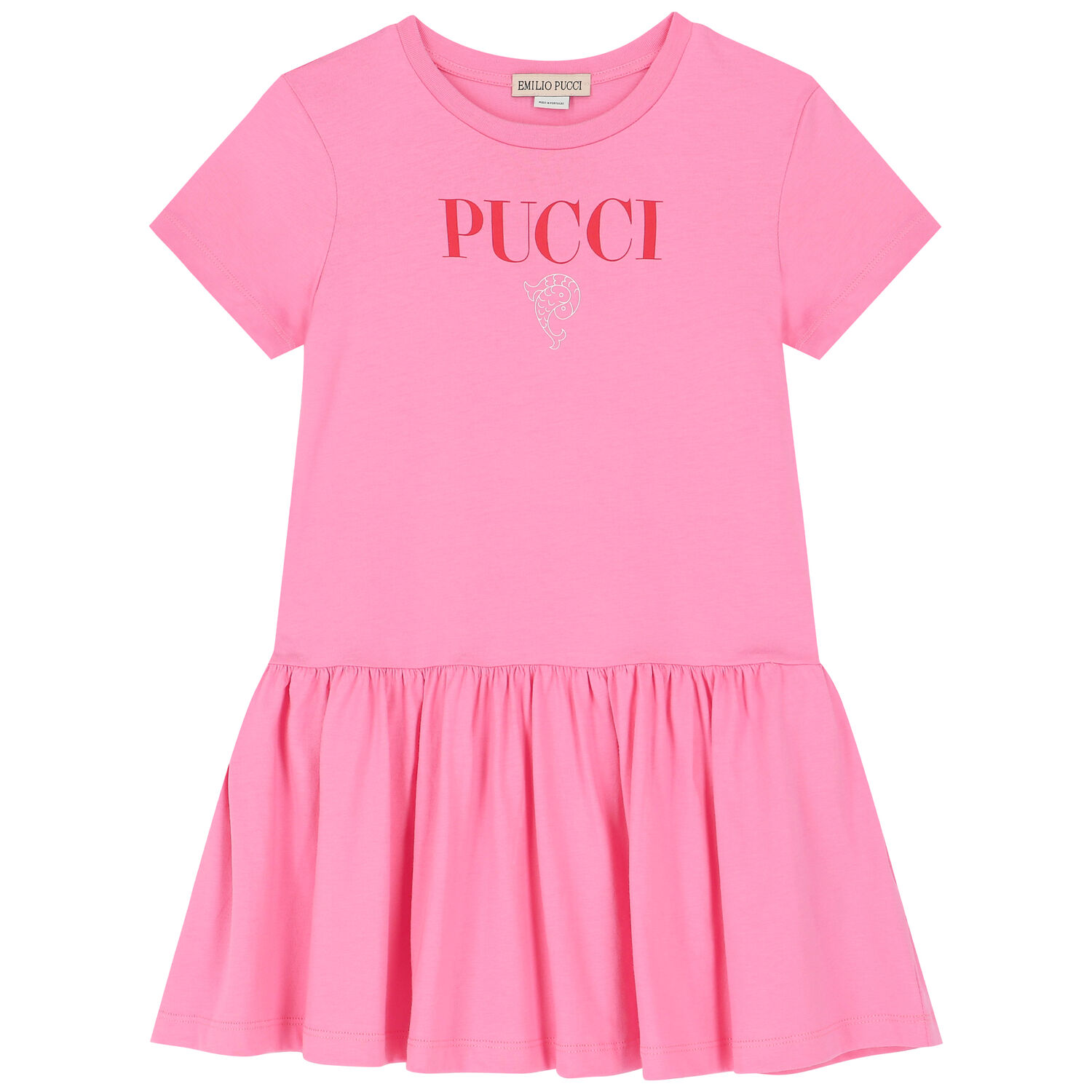 Girls Pink Logo Dress, 1, hi-res