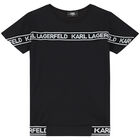 Girls Black Logo Dress, 1, hi-res