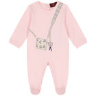 Baby Girls Pink Pima Cotton Logo Bag Babygrow, 2, hi-res