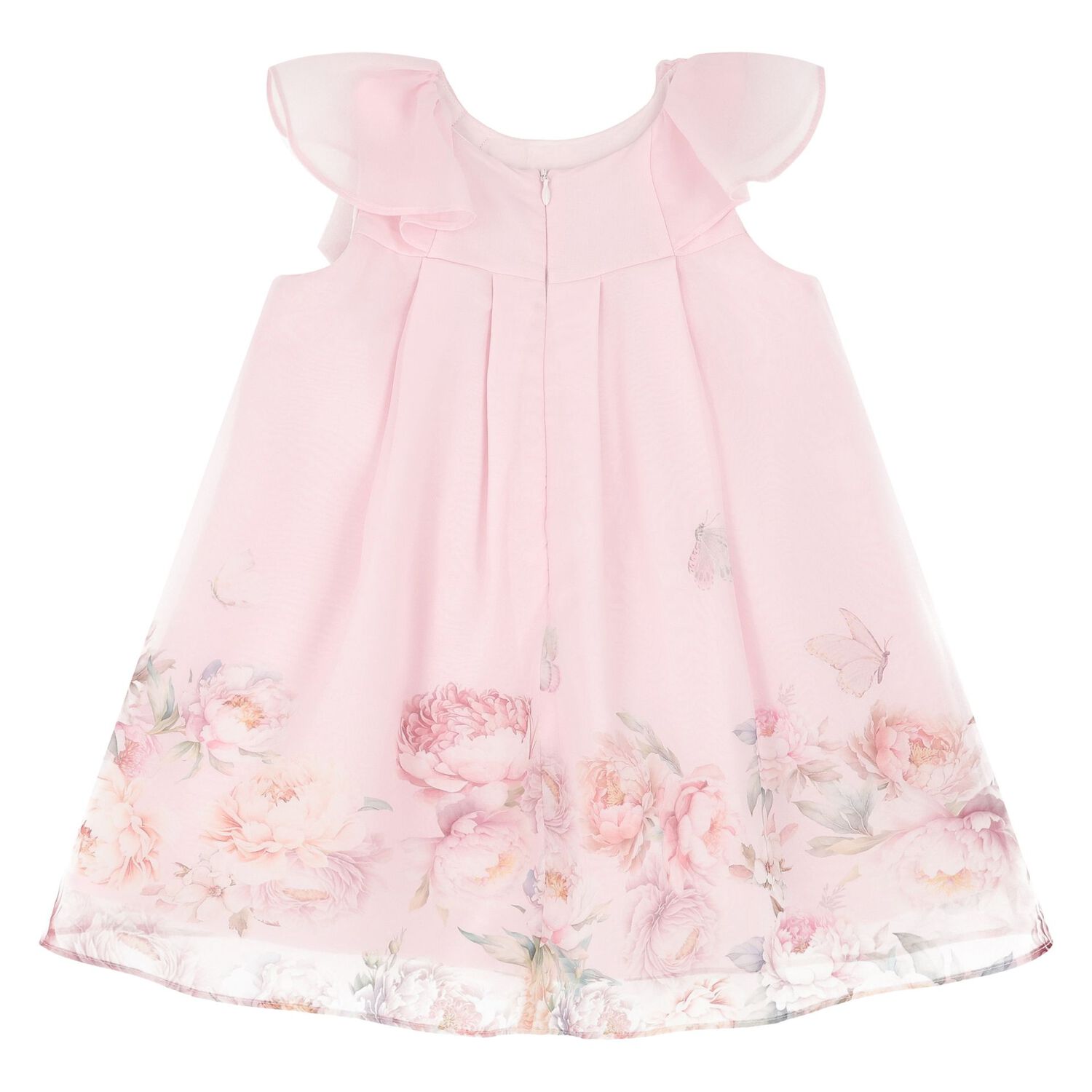 Younger Girls Pink Floral Dress, 1, hi-res