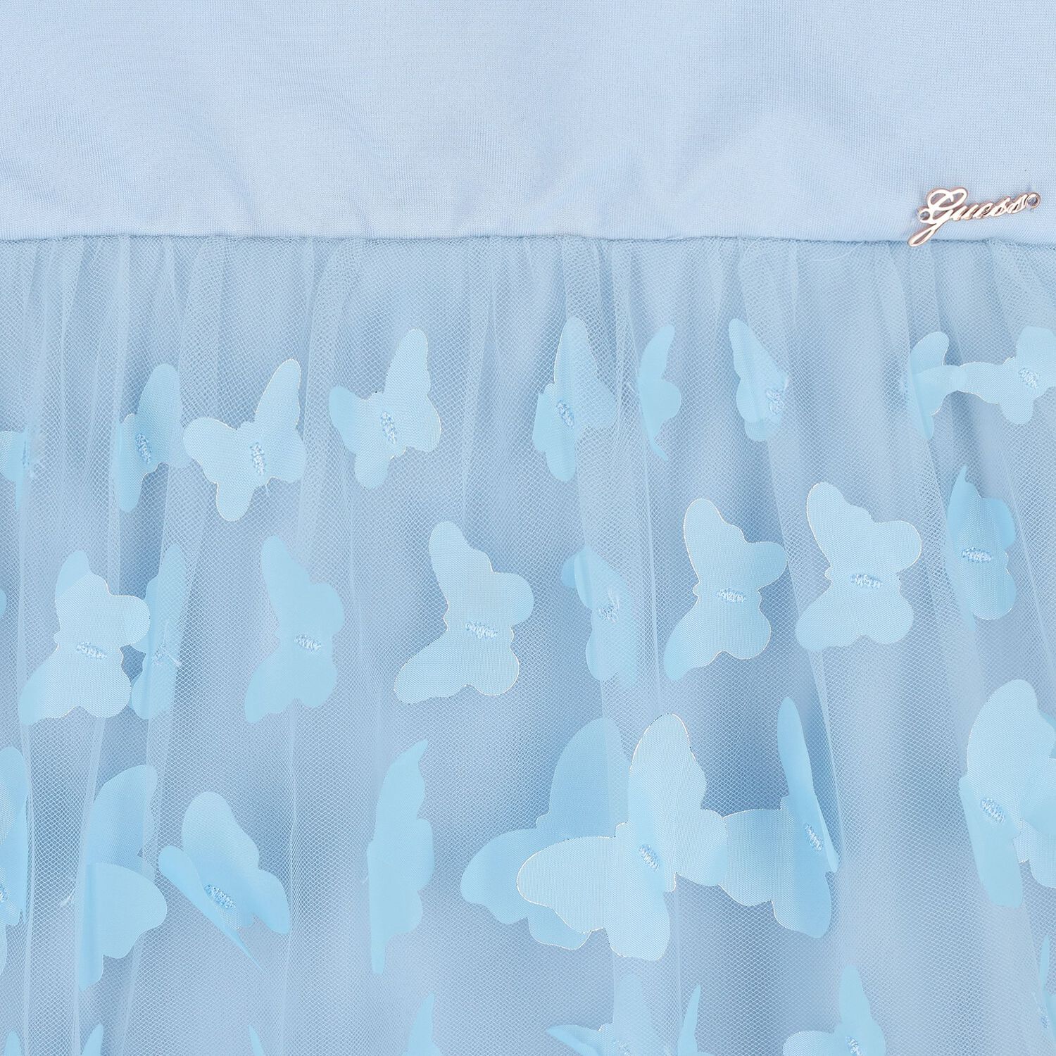 Girls Blue Butterfly Tulle Dress, 1, hi-res