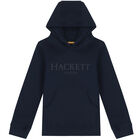Boys Navy Logo Hooded Top, 1, hi-res
