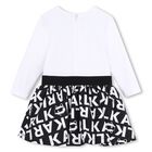 Younger Girls White & Black Choupette Logo Dress, 1, hi-res