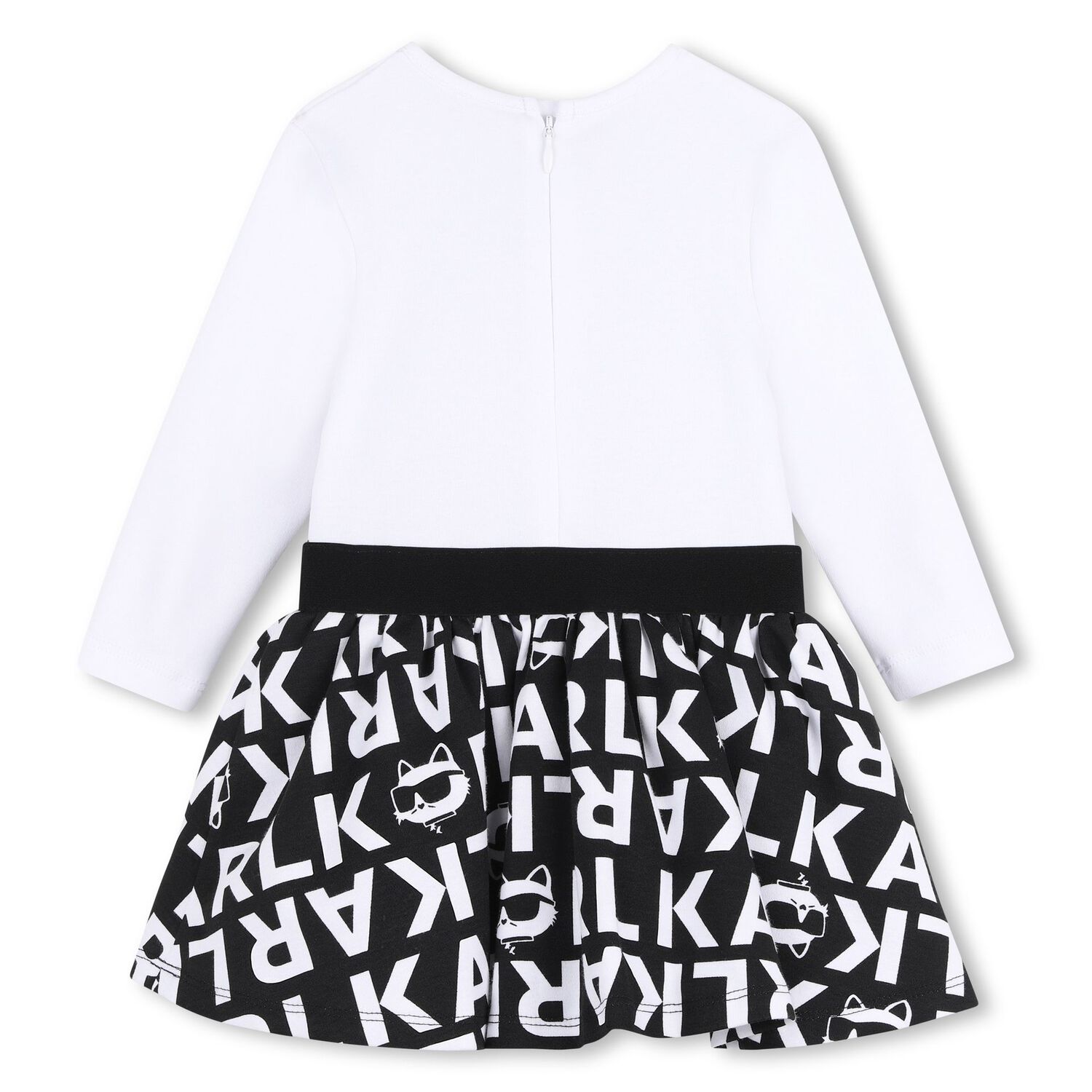 Younger Girls White & Black Choupette Logo Dress, 1, hi-res