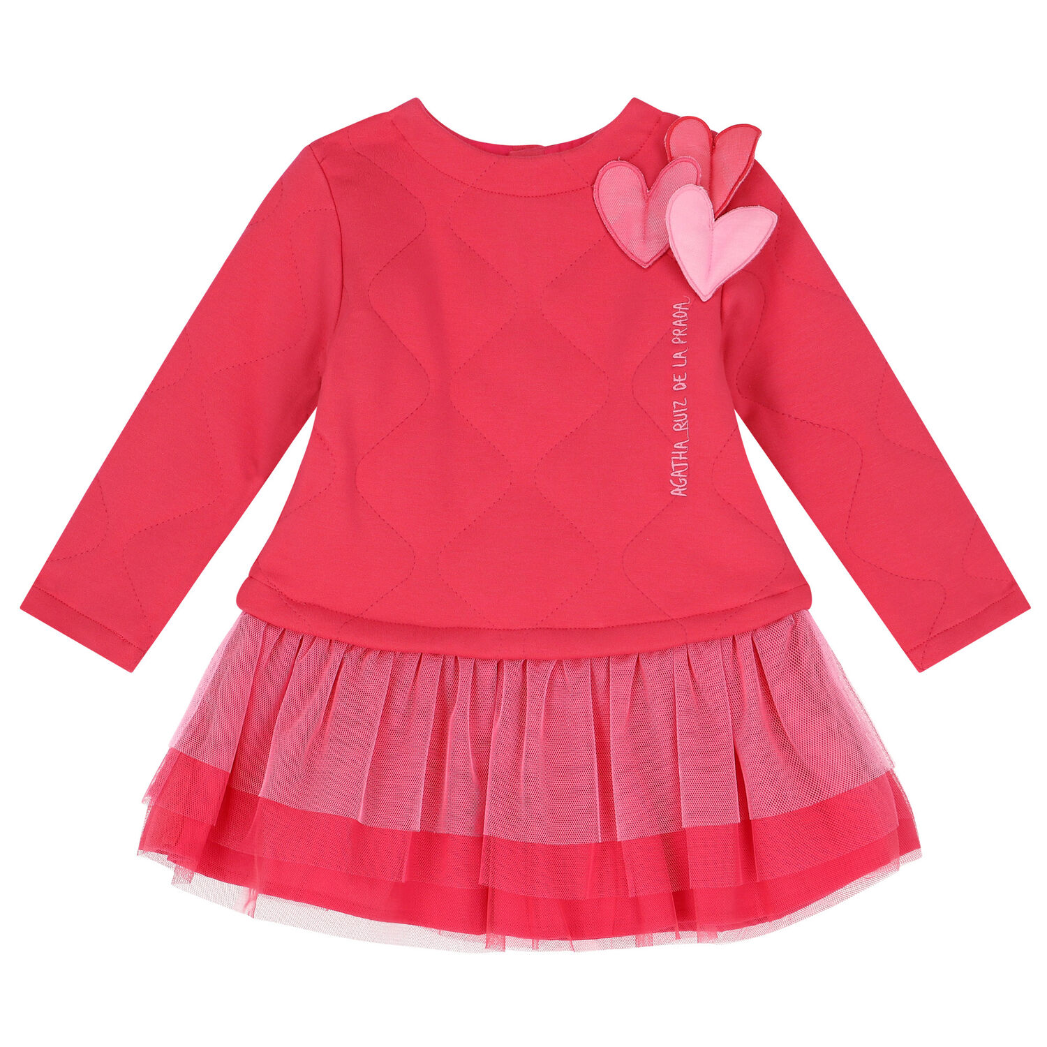 Girls Pink Tulle Hearts Dress Set, 1, hi-res
