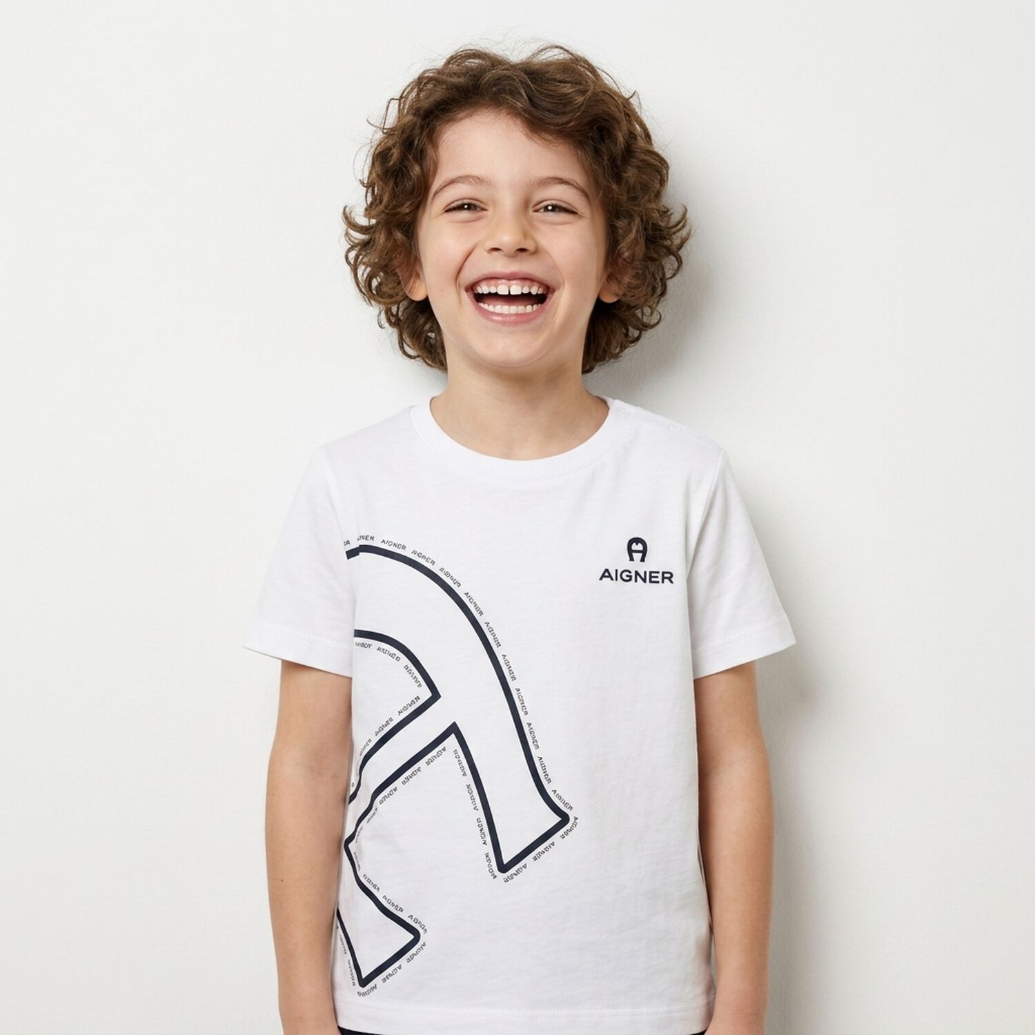 Younger Boys White Logo T-Shirt , 1, hi-res