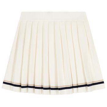 Girls Ivory Logo Knitted & Pleated Skirt 
