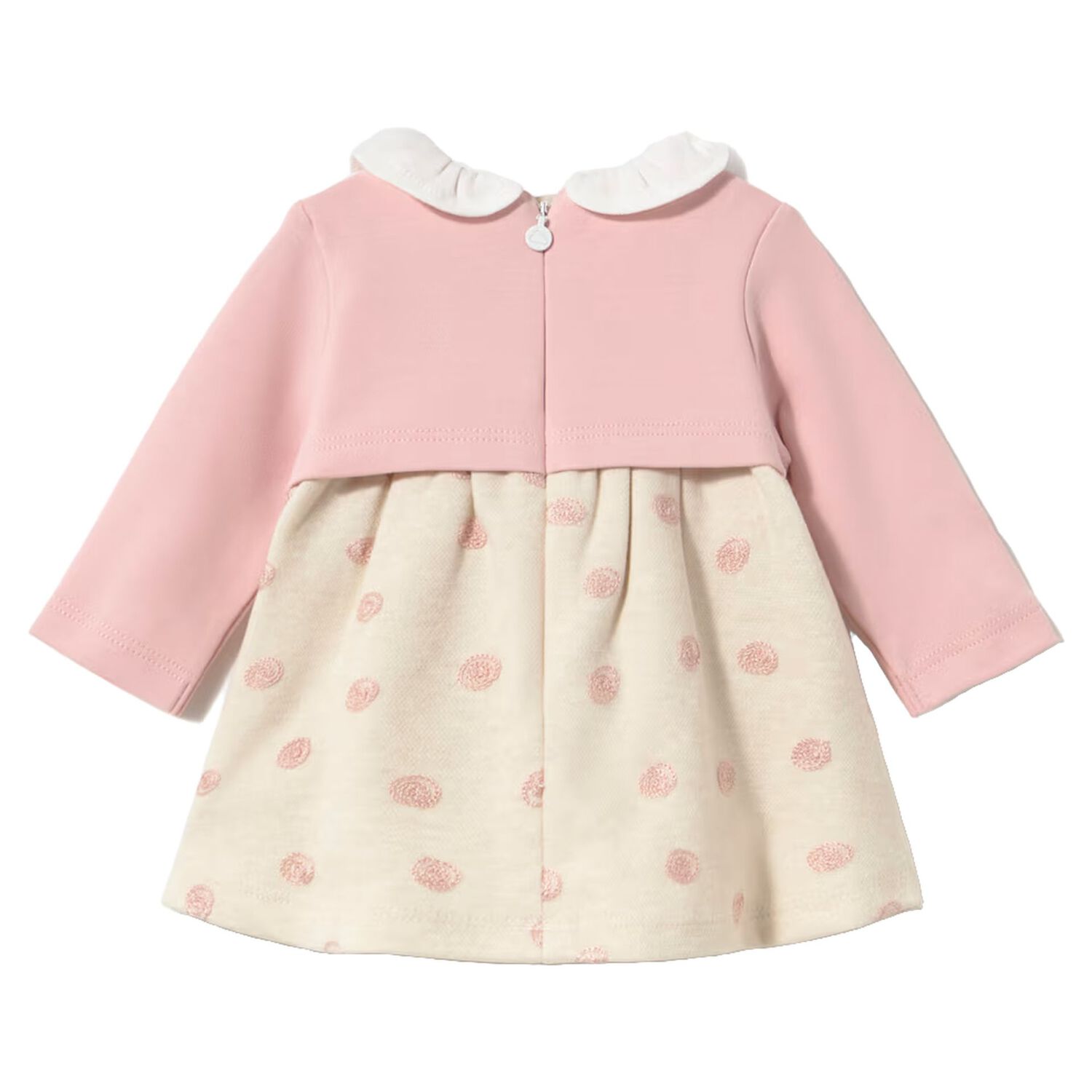 Baby Girls Pink & Beige Embroidered Dress, 1, hi-res