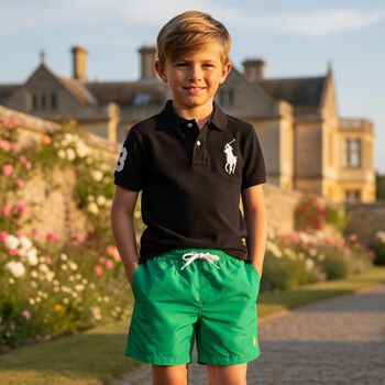 Boys Green Logo Swim Shorts