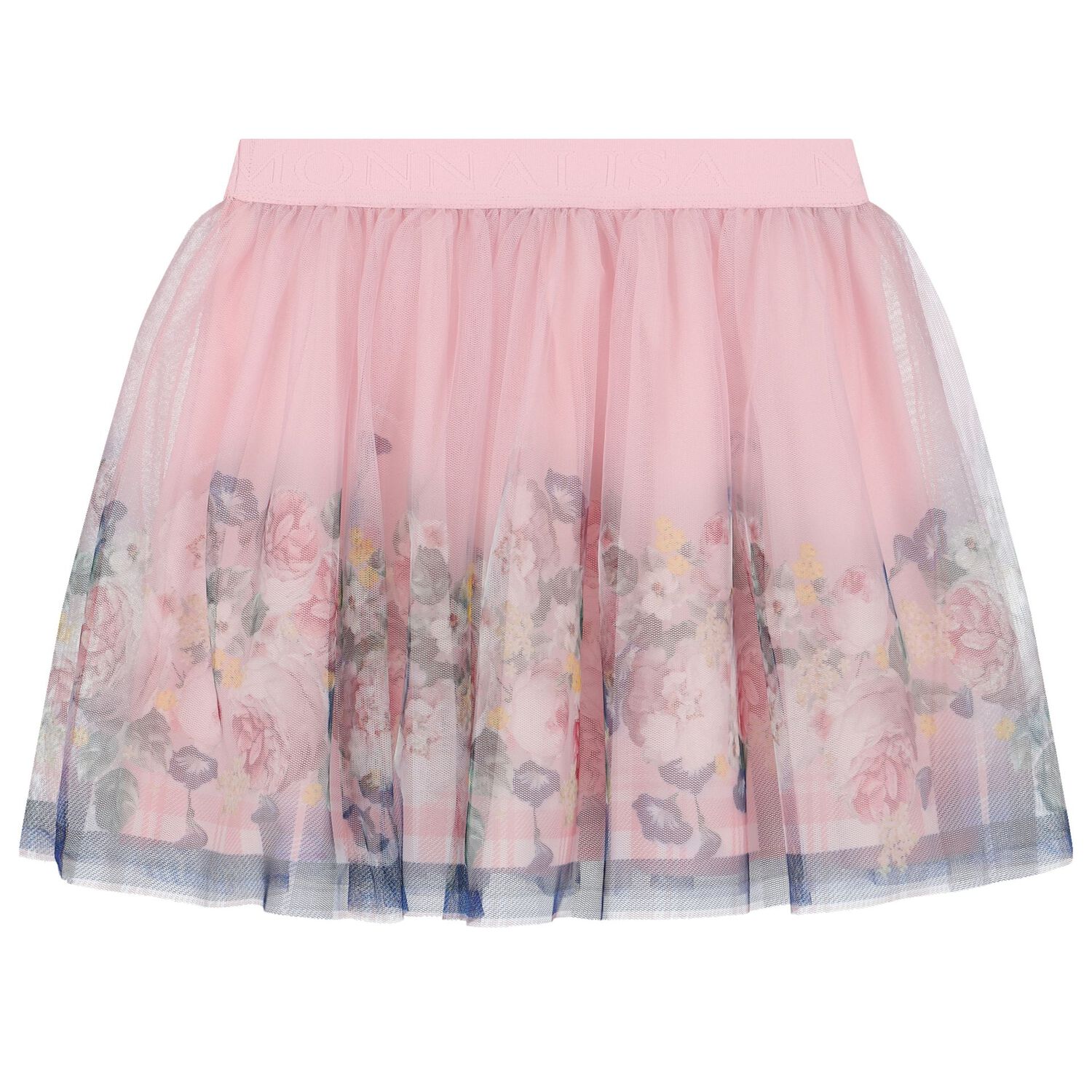Girls Pink Floral Tulle Skirt, 1, hi-res image number null
