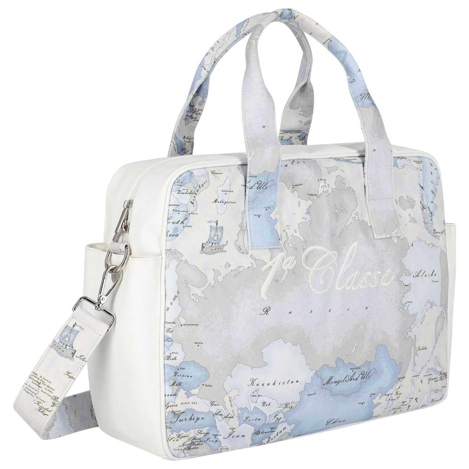 Blue & Grey Geo Map Baby Changing Bag, 1, hi-res image number null