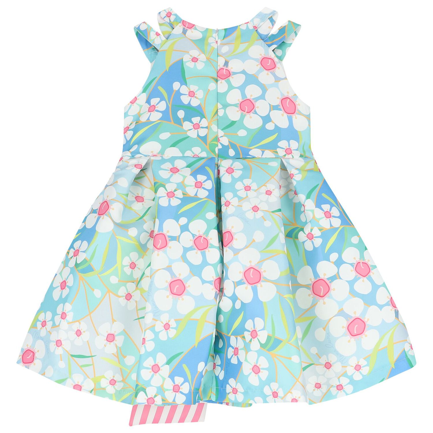 Girls Green & Pink Floral Dress, 1, hi-res