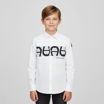 Boys White Logo Shirt