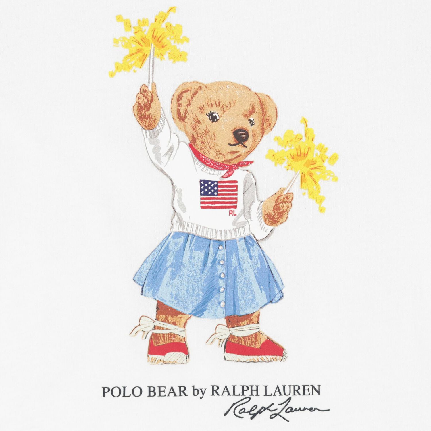 Girls White Polo Bear T-Shirt, 1, hi-res