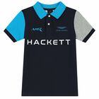 Boys Navy & White Logo Polo Shirt, 2, hi-res