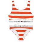 Girls Orange Striped Bikini, 1, hi-res