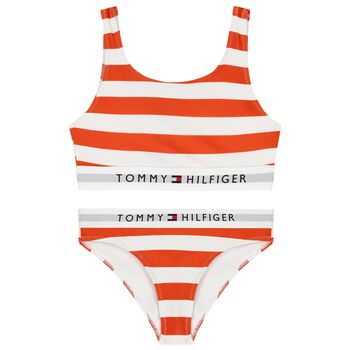 Girls Orange Striped Bikini