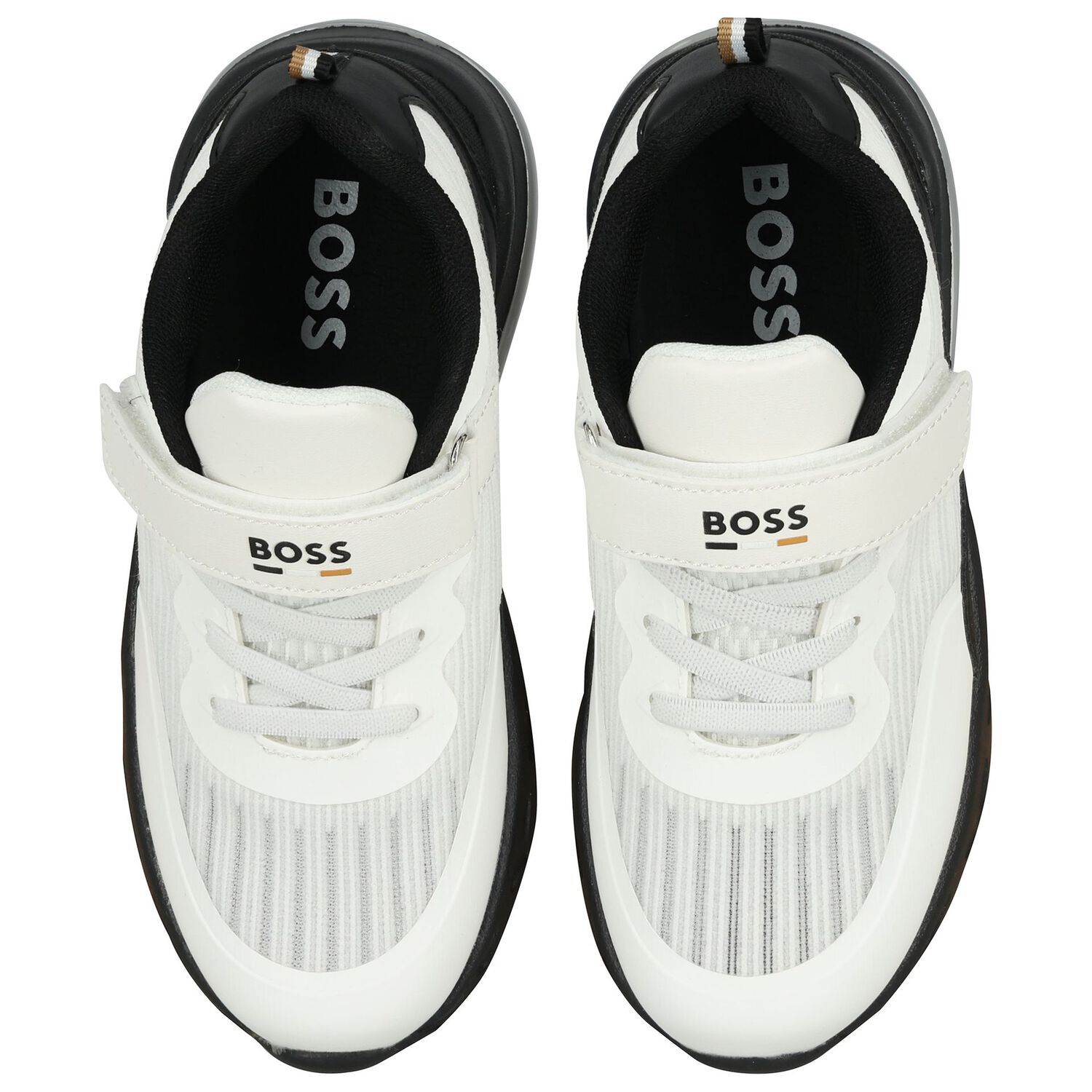 Boys White Logo Trainers, 1, hi-res