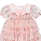 Girls Pink Pleated Tulle Dress, 2, hi-res