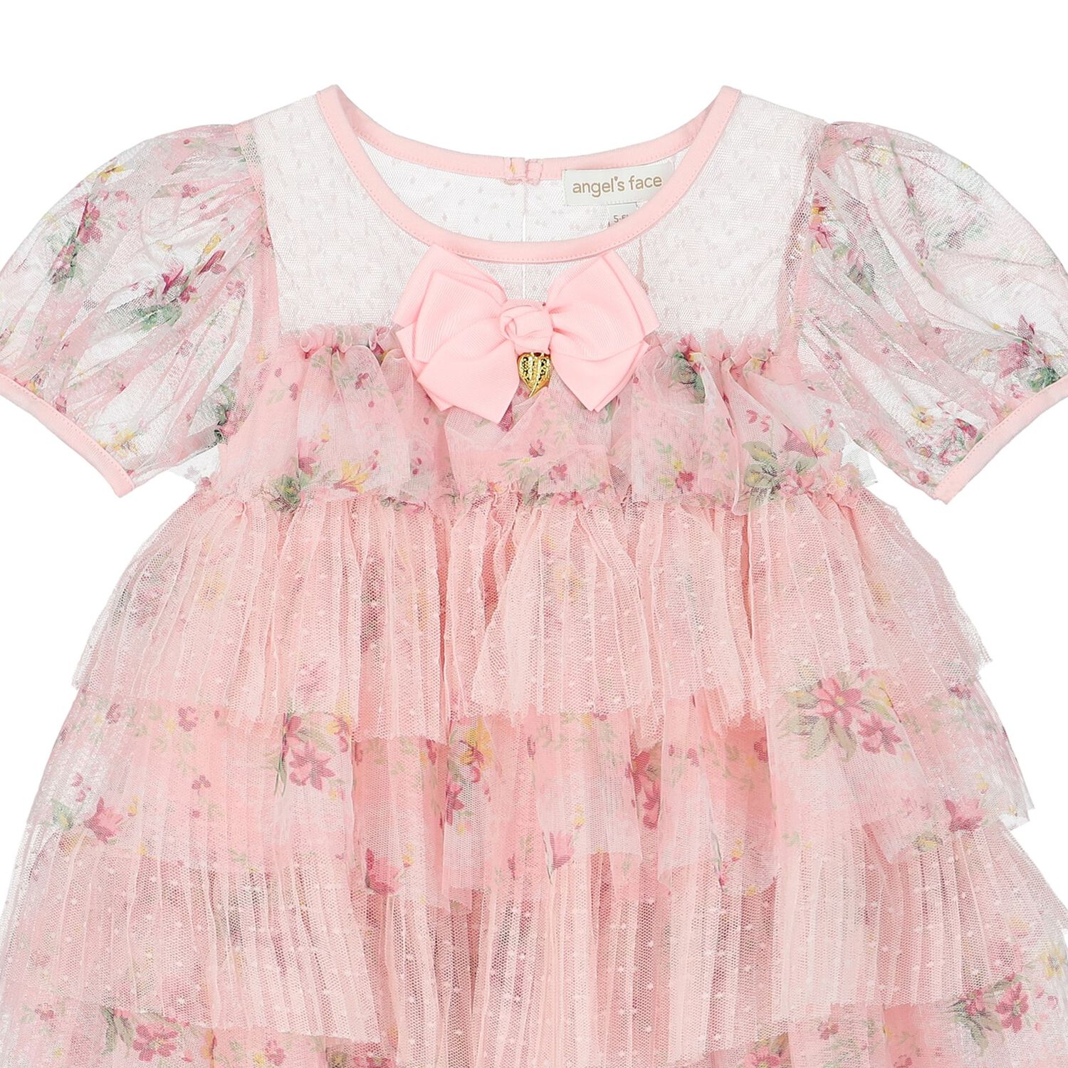 Girls Pink Pleated Tulle Dress, 2, hi-res